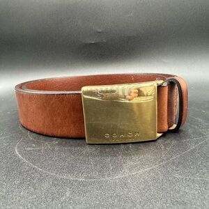 Coach Brown Leather Plaque Buckle Belt 40” Cowhide